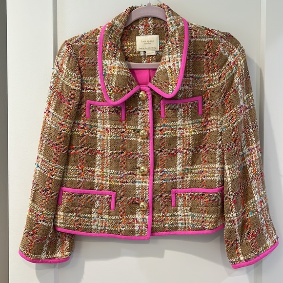 Kate Spade New York - Cute Blazer - Size 6 - Tweed Pink & Tan - Picture 2 of 10